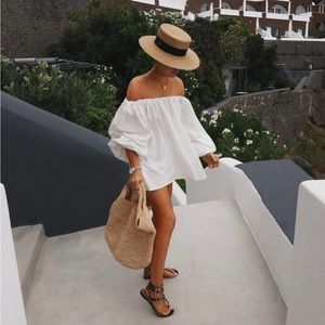 Lorna luxe exaggerated sleeve white top